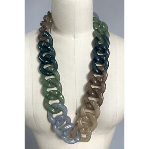 PONO by Joan Goodman Italian Resin Necklace Sea Green Blue Sand 30"